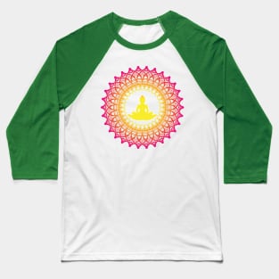 Enlightened Soul Buddha Silhouette Mandala Illustration Print Design GC-092-20 Baseball T-Shirt